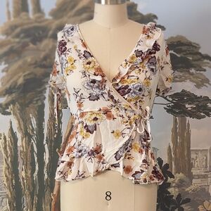 Floral wrap top